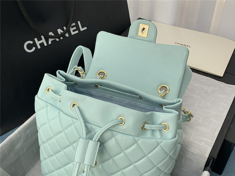 Chanel Small Backpack Lambskin 91120 Gold-Metal Blue High