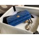 CLASSIC LONG FLAP WALLET Lambskin & Gold-Tone Metal Blue High