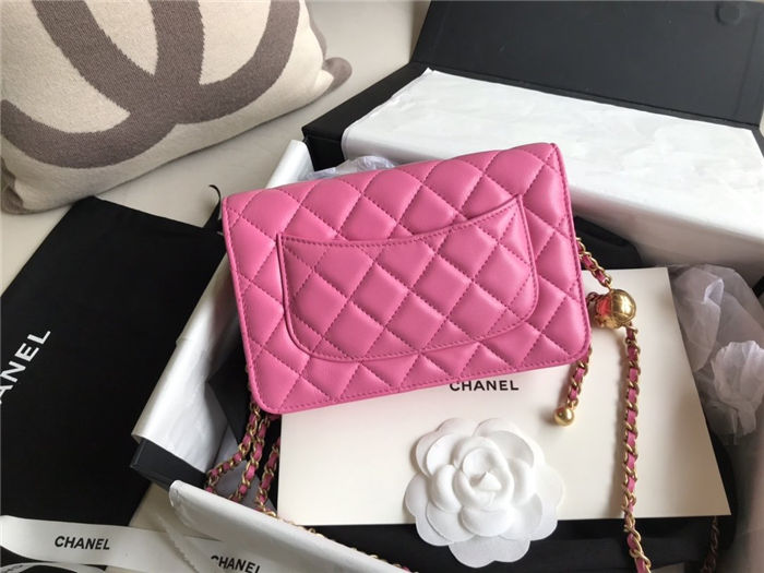 CLASSIC LONG FLAP WALLET Lambskin & Gold-Tone Metal Pink High