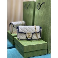 GG MARMONT MATELASSÉ SUPER MINI BAG 476433 white/blue High