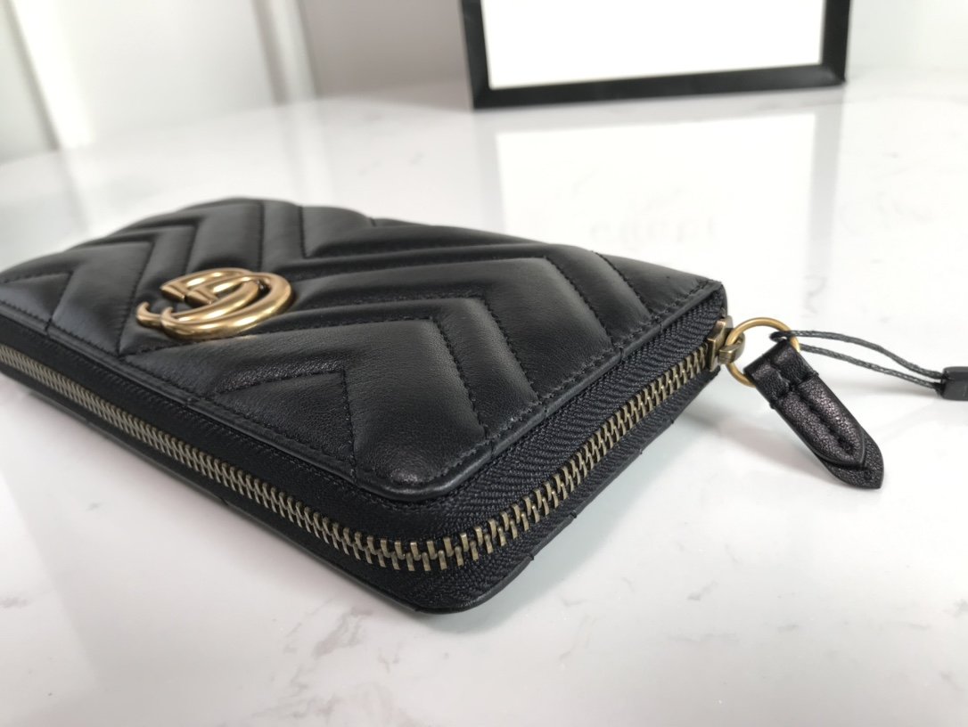 GG Marmont zip around wallet black High