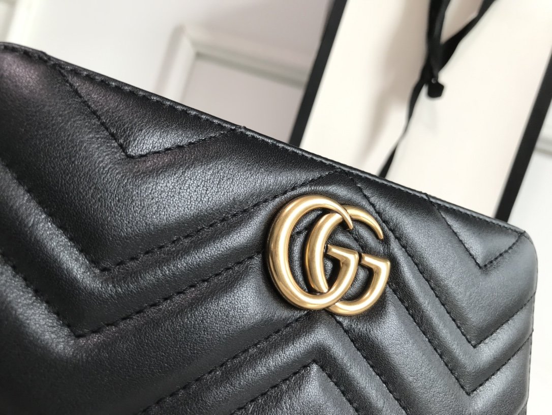 GG Marmont zip around wallet black High