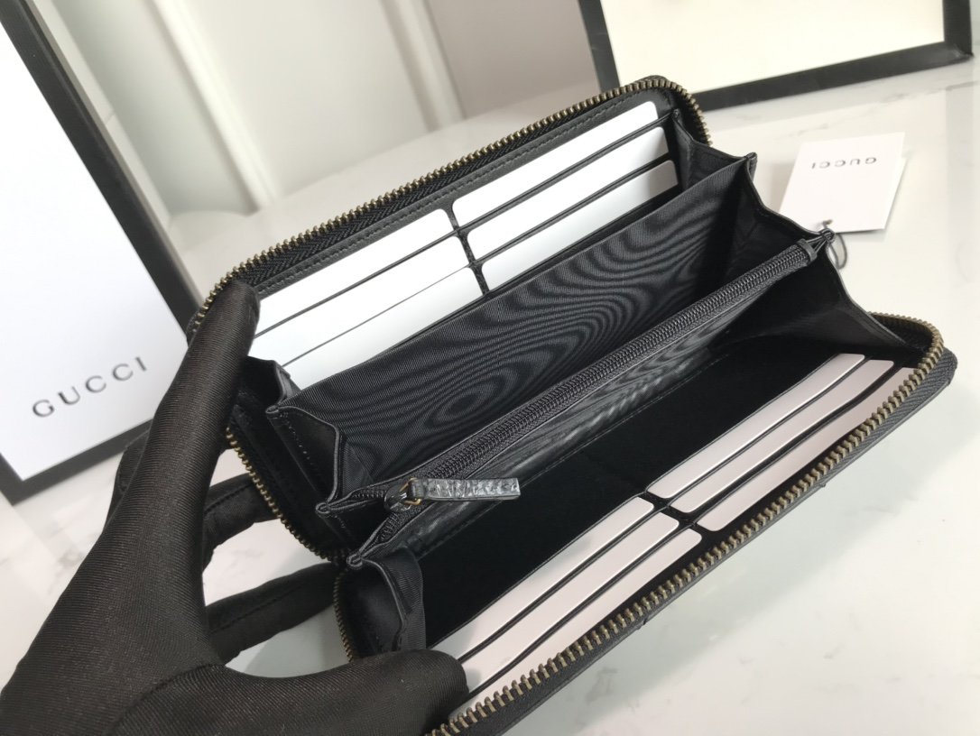 GG Marmont zip around wallet black High