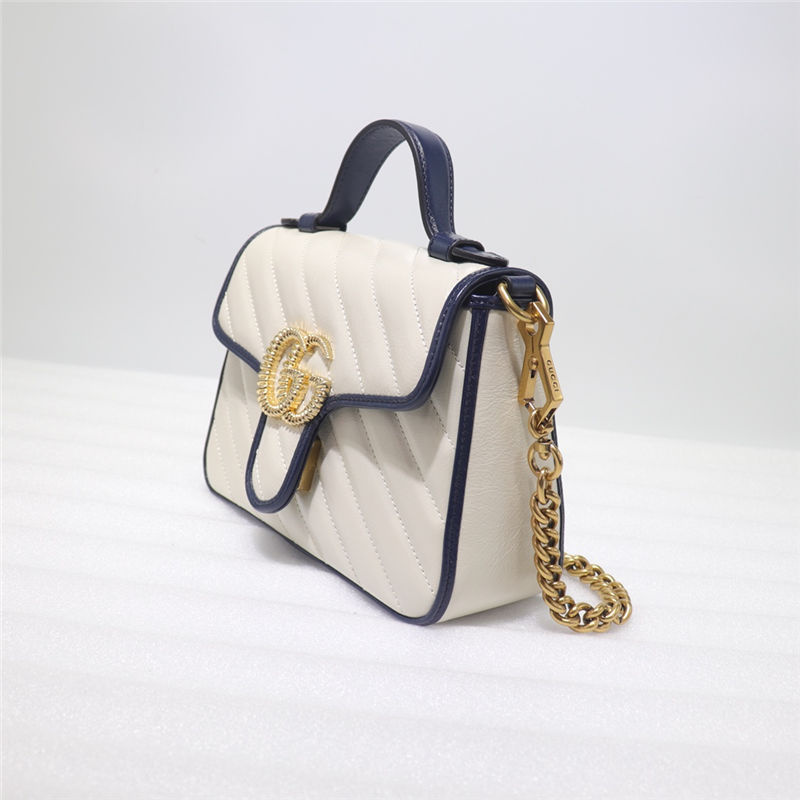 GG Marmont mini top handle bag white High