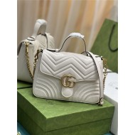 GG Marmont small top handle bag 498110 white High