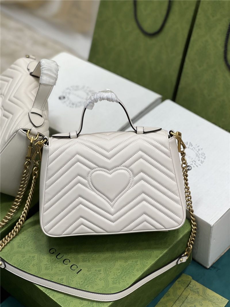 GG Marmont small top handle bag 498110 white High