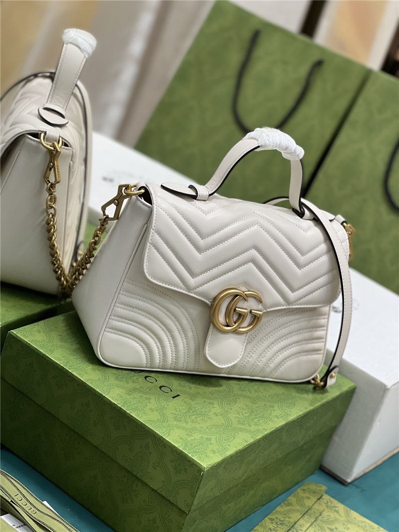 GG Marmont small top handle bag 498110 white High