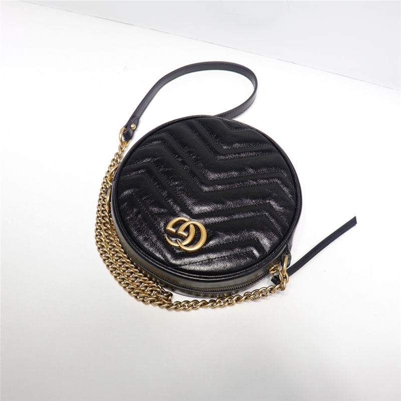 GG Marmont mini round shoulder bag black High