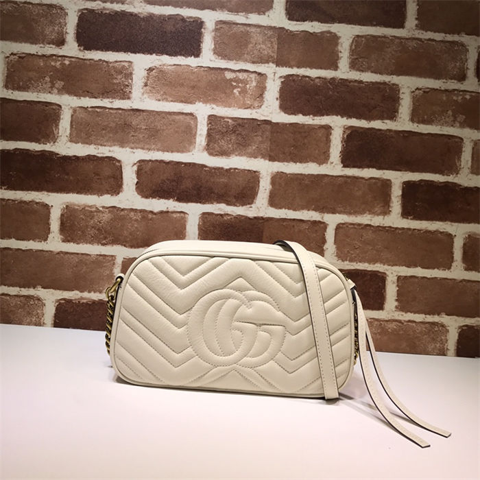 GG Marmont small shoulder bag 447632 white High