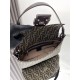 BAGUETTE Fabric Bag Brown Silver Metal High