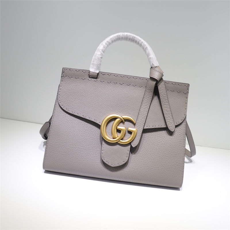 GG Marmont small top handle bag Leather 421890 Grey High