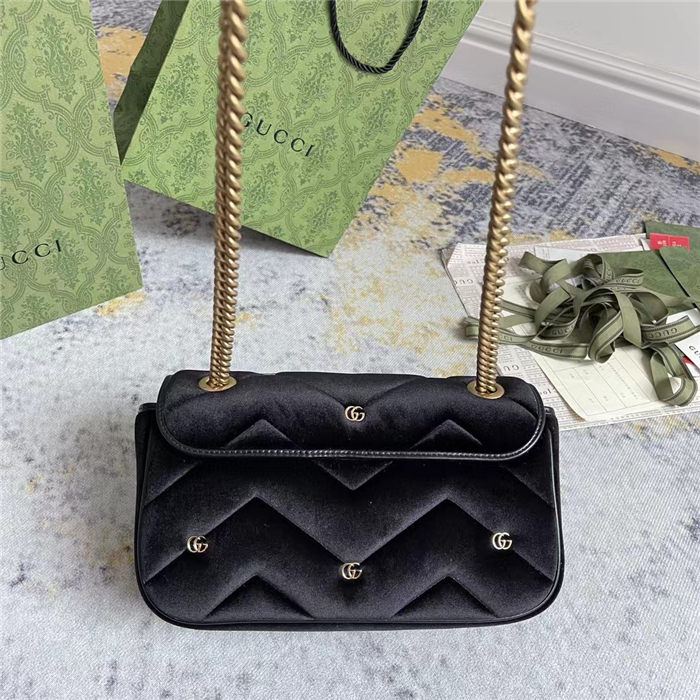 GG MARMONT SMALL SHOULDER BAG Velvet Black 443497 High