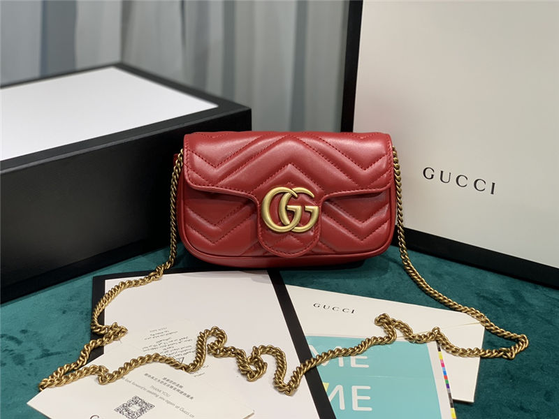 GG MARMONT MATELASSÉ SUPER MINI BAG 476433 Red High