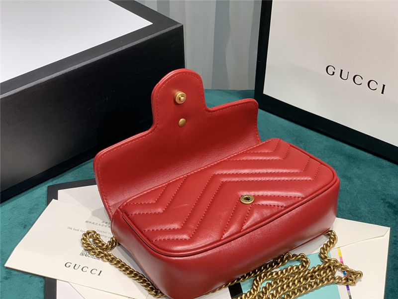 GG MARMONT MATELASSÉ SUPER MINI BAG 476433 Red High