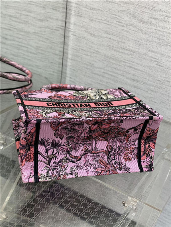 SMALL Dior BOOK TOTE Toile de Jouy Voyage Embroidery Pink High