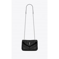 LOULOU PUFFER MINI BAG IN QUILTED LAMBSKIN Silver-Tone Black High