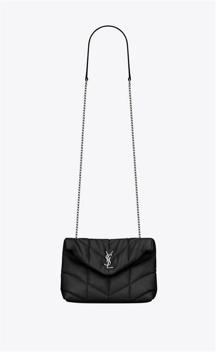 LOULOU PUFFER MINI BAG IN QUILTED LAMBSKIN Silver-Tone Black High