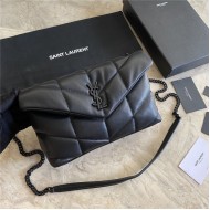 LOULOU PUFFER MINI BAG IN QUILTED LAMBSKIN Black High