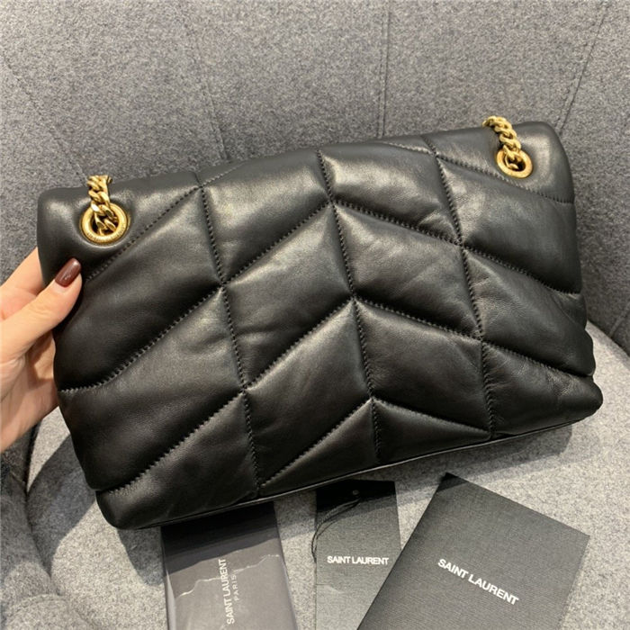 LOULOU PUFFER SMALL BAG IN QUILTED LAMBSKIN Gold-Tone Black High