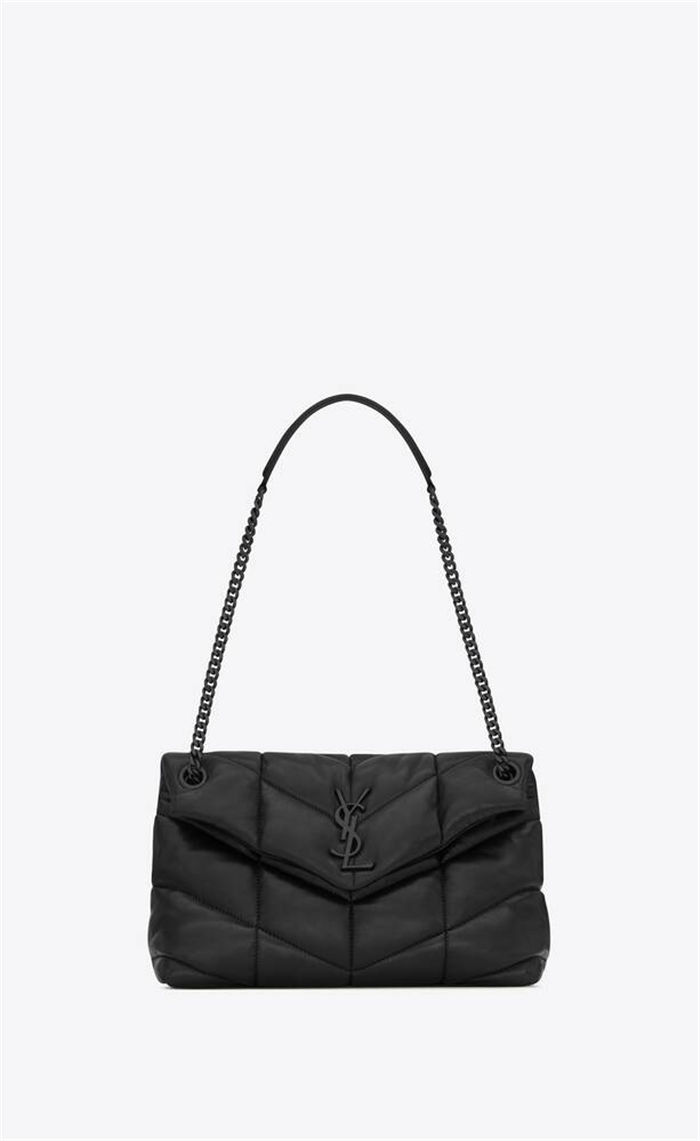 LOULOU PUFFER SMALL BAG IN QUILTED LAMBSKIN Black High