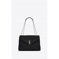 LOULOU MEDIUM IN MATELASSÉ “Y” LEATHER Silver-Tone Black High