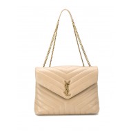 LOULOU MEDIUM IN MATELASSÉ “Y” LEATHER Gold-Tone Beige High