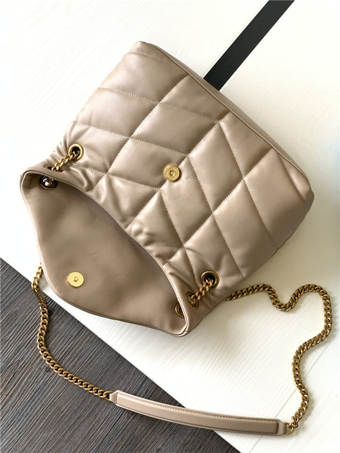 LOULOU PUFFER SMALL BAG IN QUILTED LAMBSKIN Gold-Tone Dark Beige High