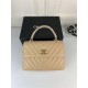 SMALL FLAP BAG WITH TOP HANDLE Chevrons Pattern Lambskin Gold Metal Beige B