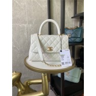 SMALL FLAP BAG WITH TOP HANDLE Shiny Calfskin Gold Metal High