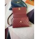 SMALL FLAP BAG WITH TOP HANDLE Chevrons Pattern Shiny Calfskin Burgundy Gold Metal High