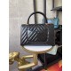 FLAP BAG WITH TOP HANDLE Chevrons Pattern Shiny Calfskin Black Gold Metal High