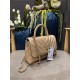 SMALL FLAP BAG WITH TOP HANDLE Chevrons Pattern Grained Calfskin Beige Gold Metal High