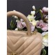 SMALL FLAP BAG WITH TOP HANDLE Chevrons Pattern Grained Calfskin Beige Gold Metal High