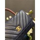 SMALL FLAP BAG WITH TOP HANDLE Chevrons Pattern Grained Calfskin Navy Blue Gold Metal High