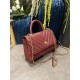 SMALL FLAP BAG WITH TOP HANDLE Chevrons Pattern Grained Calfskin Burgundy Gold Metal High