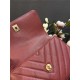 SMALL FLAP BAG WITH TOP HANDLE Chevrons Pattern Grained Calfskin Burgundy Gold Metal High