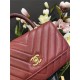 SMALL FLAP BAG WITH TOP HANDLE Chevrons Pattern Grained Calfskin Burgundy Gold Metal High