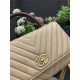 FLAP BAG WITH TOP HANDLE Chevrons Pattern Grained Calfskin Beige Gold Metal High