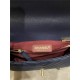 FLAP BAG WITH TOP HANDLE Chevrons Pattern Grained Calfskin Navy Blue Gold Metal High