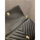 FLAP BAG WITH TOP HANDLE Chevrons Pattern Grained Calfskin Black Gold Metal High