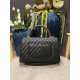 FLAP BAG WITH TOP HANDLE Chevrons Pattern Grained Calfskin Black Gold Metal High