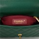 SMALL FLAP BAG WITH TOP HANDLE Grained Calfskin Green Gold Metal High