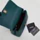 SMALL FLAP BAG WITH TOP HANDLE Grained Calfskin Olive Gold Metal High