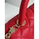 SMALL FLAP BAG WITH TOP HANDLE Grained Calfskin Red Gold Metal High