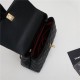 SMALL FLAP BAG WITH TOP HANDLE Grained Calfskin Black Gold Metal High