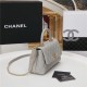 SMALL FLAP BAG WITH TOP HANDLE Grained Calfskin Grey Gold Metal High