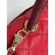 SMALL FLAP BAG WITH TOP HANDLE Grained Calfskin Red Gold Metal High