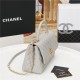 FLAP BAG WITH TOP HANDLE Grained Calfskin Grey Gold Metal High