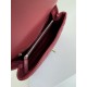 FLAP BAG WITH TOP HANDLE Grained Calfskin Burgundy Gold Metal High