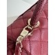 FLAP BAG WITH TOP HANDLE Grained Calfskin Burgundy Gold Metal High